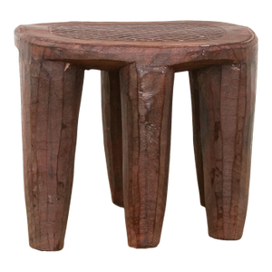 Vintage Carved Wood Gathering Nupe Stool
