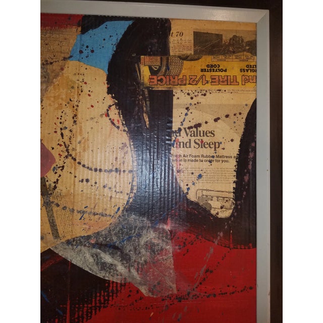 Abstract Mid 20th Century Mixed-Media Collage, Framed For Sale - Image 3 of 6