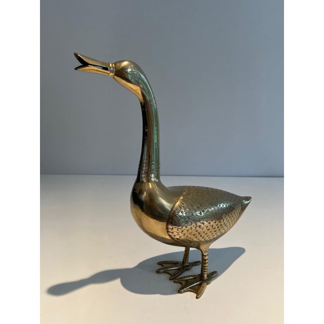 Neoclassical 1970s Decorative brass sculpture representing a duck For Sale - Image 3 of 12