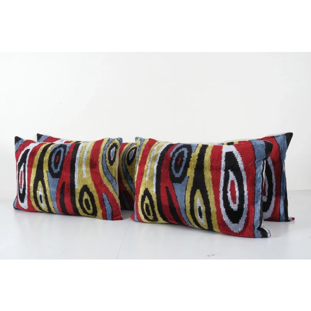 Mid-Century Modern Ikat Colorful Pillow Cover - Set of Three For Sale - Image 3 of 8