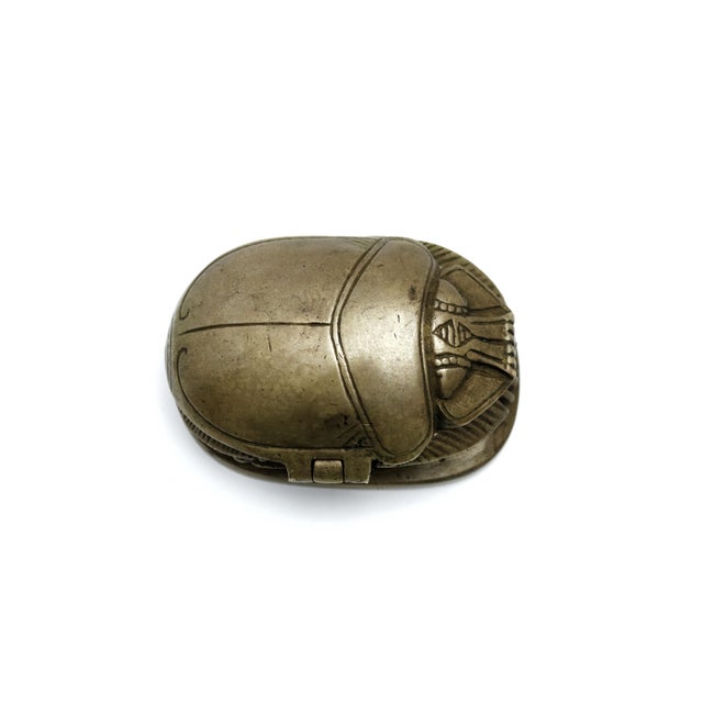 Mid 20th Century Vintage Brass Scarab Trinket Box For Sale - Image 5 of 12
