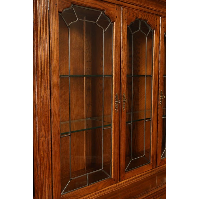 Ethan Allen Traditional Oak Lighted China Cabinet For Sale - Image 14 of 18