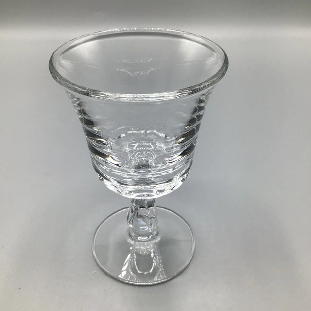 Vintage set of 12 heavy pressed glass Fostoria Century patterned wine goblets. Although no longer being produced, these...