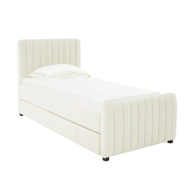 Boho Chic Angela Velvet Cream Trundle in Twin For Sale - Image 3 of 8