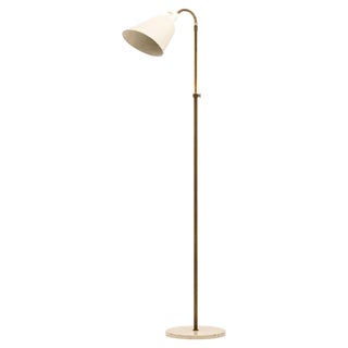 Early Floor Lamp in Brass and Lacquered Metal attributed to Arne Jacobsen, 1950s For Sale