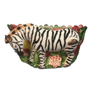 1970s Palm Beach Style Zebra Planter For Sale