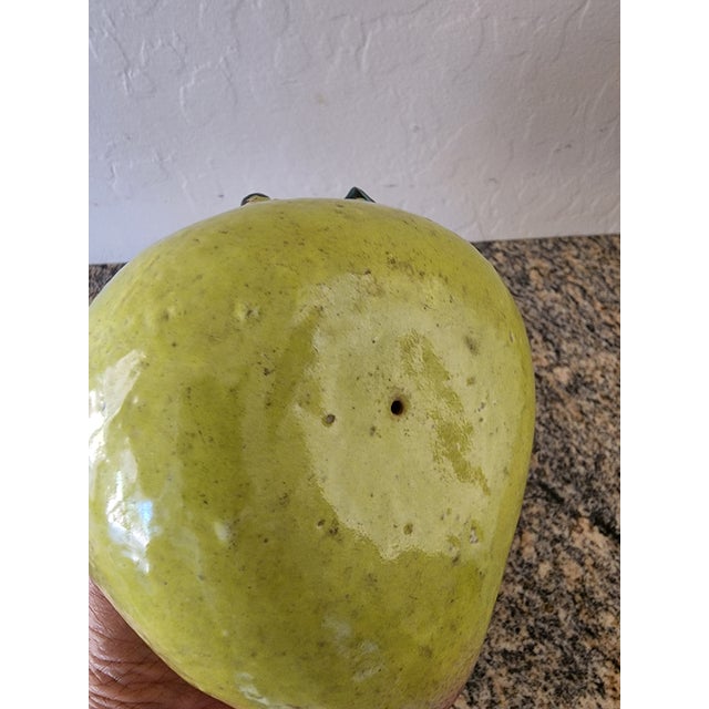 Large Vintage Chinese Green and Pink Glazed Ceramic Peach Altar Fruit For Sale - Image 10 of 10