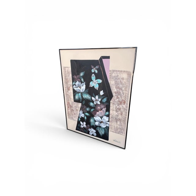 Lee Reynolds Large Vintage Lee Reynolds Floral Abstract Oil Painting – Mid-Century Modern Geometric Composition For Sale - Image 4 of 6