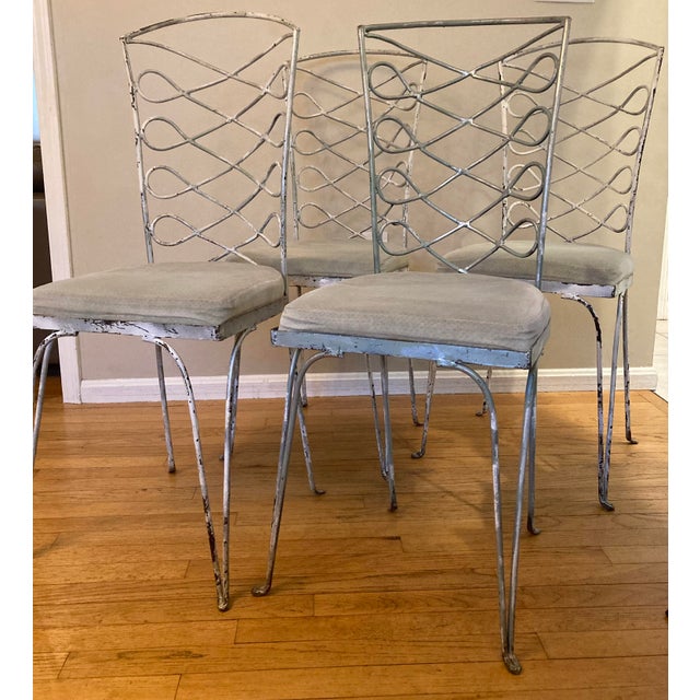 Mid-Century Modern 1960s Metal Chairs in the Style of René Prou, Set of 4 Paris Seating For Sale - Image 3 of 13