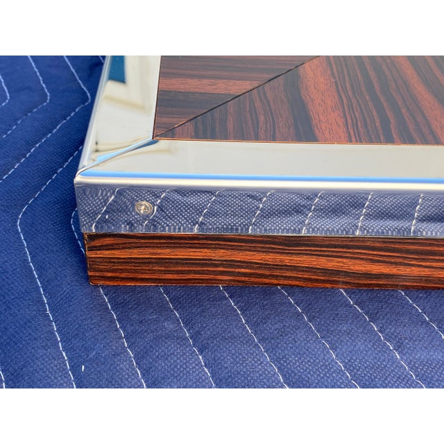 Williams-Sonoma Zebra Wood and Chrome Frame Wall Mirror For Sale - Image 10 of 12