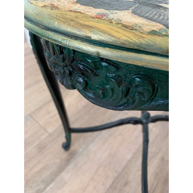 Vintage Painted French Provincial Accent Table With Butterfly Motif For Sale - Image 11 of 11