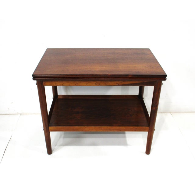 Mid-Century Modern Grete Jalk Rosewood Swivel Top Side Table or Coffee Table by Poul Jeppesens Denmark For Sale - Image 3 of 12