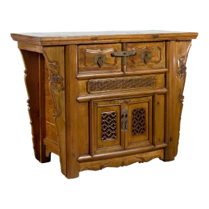 Chinese Qing Dynasty Period 19th Century Console Cabinet with Fretwork Motifs