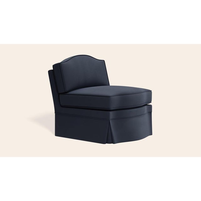 Contemporary Prussian Linen Felix Slipper Chair by Ceraudo For Sale - Image 3 of 7
