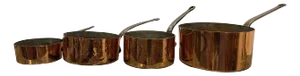 Set of French Four Copper Pots in Different Sizes, 19th Century