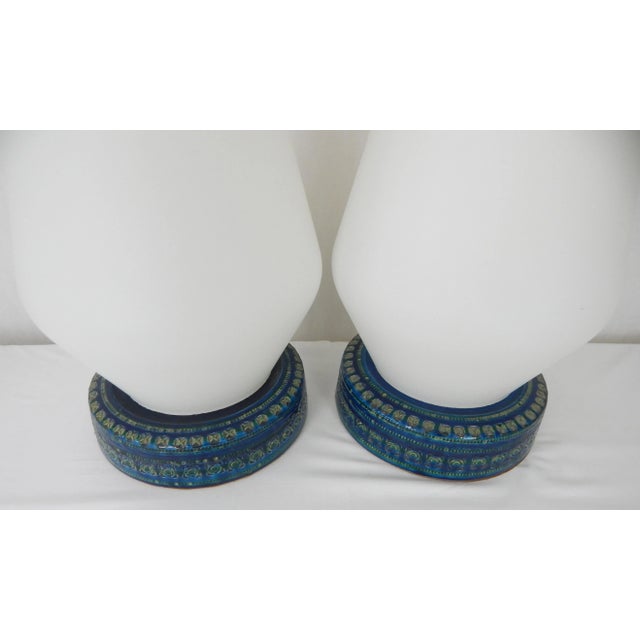 Glass Rimini Blu Bitossi Mid-Century Lamps, Pair For Sale - Image 7 of 12