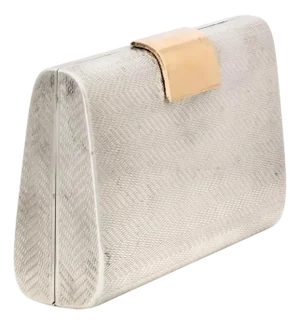 Early 20th Century Cartier Sterling Silver 925 Minaudiere Clutch Evening Bag Gold Plated 18k Italy