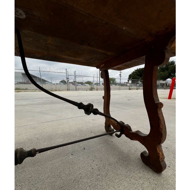 19th-Century Spanish Baroque Style Trestle Work Table / Dining Table For Sale - Image 12 of 18