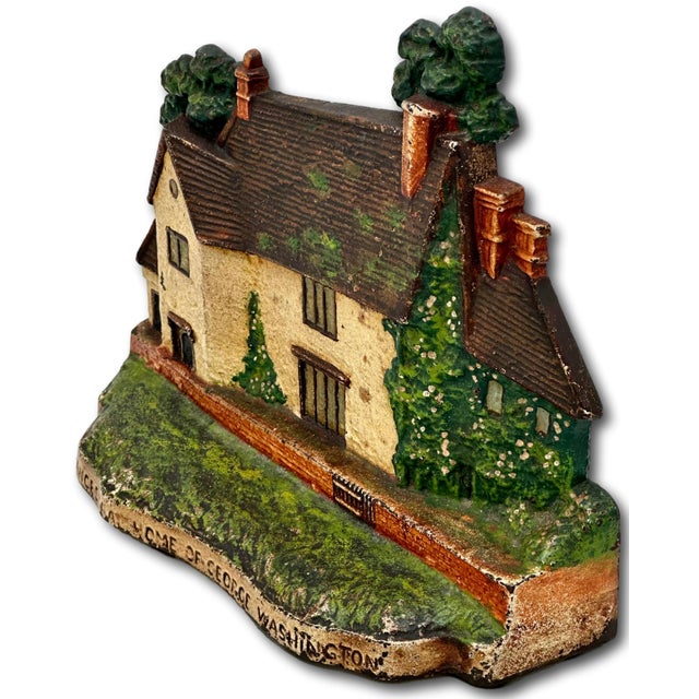 Rare & Large Antique Sulgrave Manor George Washington Ancestral Home Cast Iron Doorstop by Greenblatt Studios - Dated 1925 For Sale In Boston - Image 6 of 18