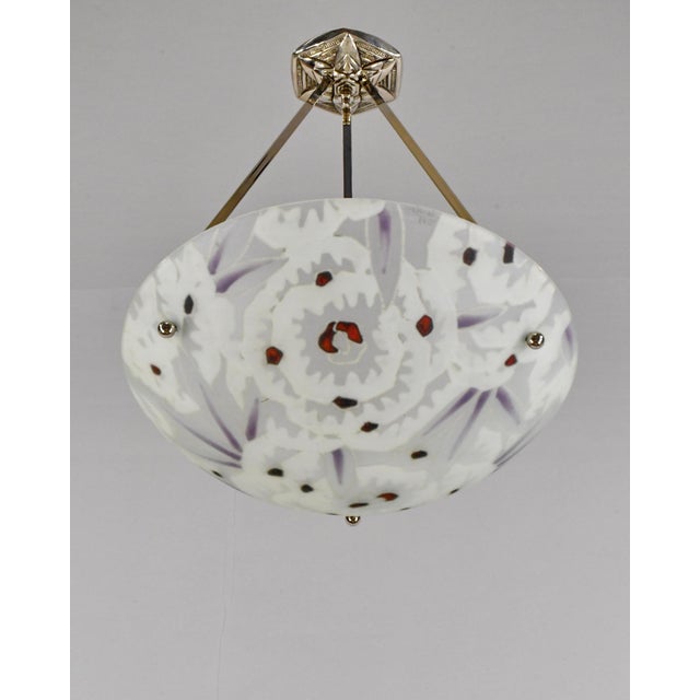 French Art Deco Pendant Light by Maxonade - 1930 Chandelier France For Sale - Image 4 of 14