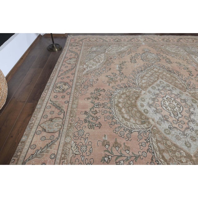 1970s Vintage Persian Handmade Wool Cotton Orange Area Rug For Sale - Image 10 of 11