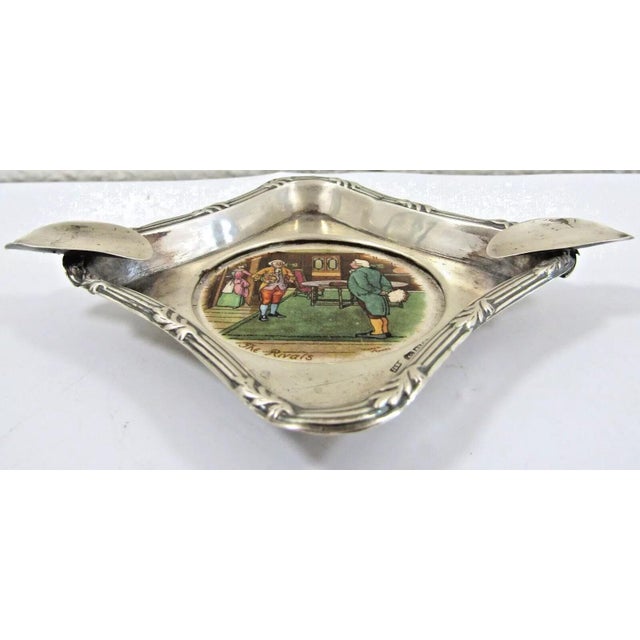 1920s 1920s Victorian Sterling Silver J&R Hand Painted Ashtray the Rivals by Victor Venner For Sale - Image 5 of 8