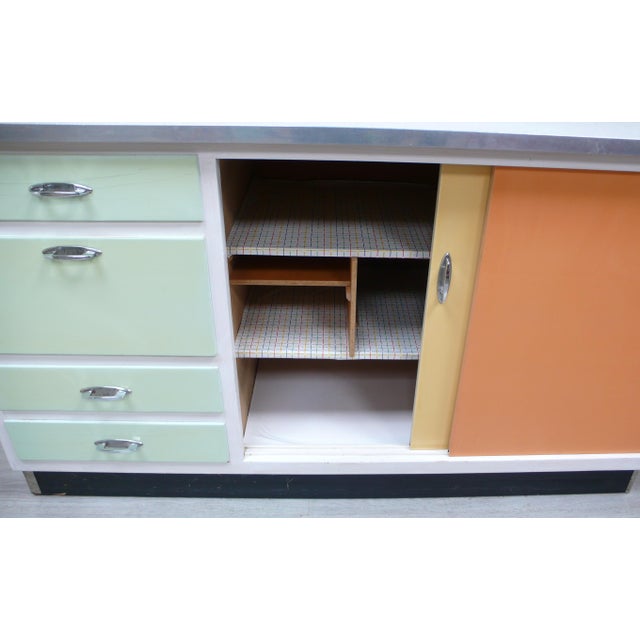 Vintage German Kitchen Cabinet with Sliding Doors in Multi Colors, 1950s For Sale - Image 12 of 14
