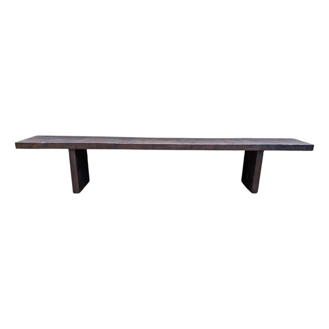 Sculptural Teak Wood Bench Modern Organic, Stunning Textures, Espresso Finish For Sale