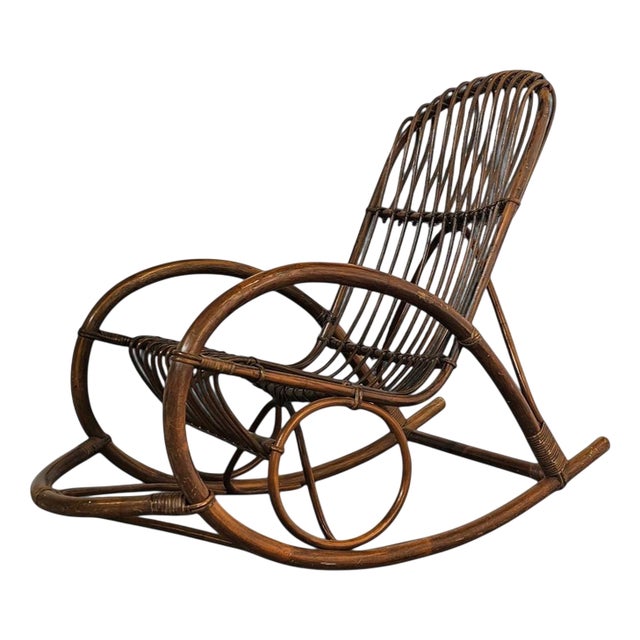 Bentwood, Wicker and Rattan Rocking Chair by Rohé Noordwolde For Sale