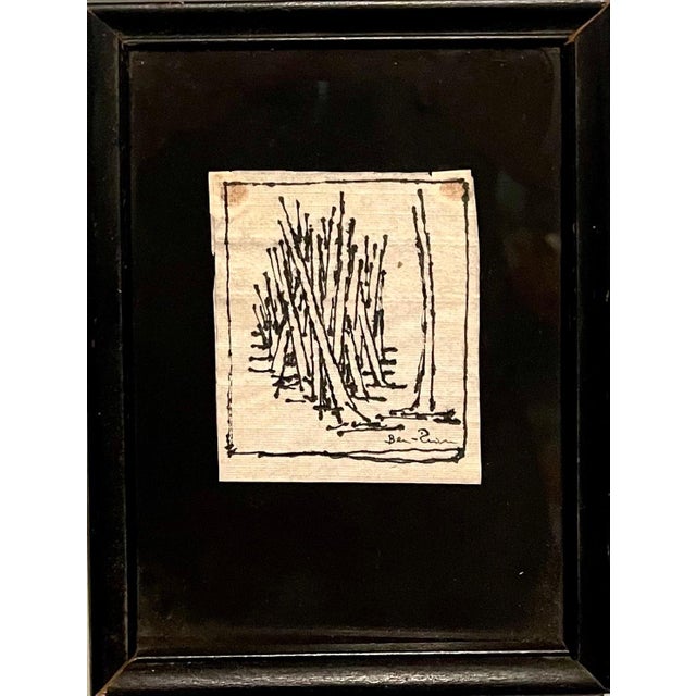 Ben-Zion Weinman, Expressionist Miniature Drawing Wheat Stalks American Modernist Ben Zion WPA, c.1950's For Sale