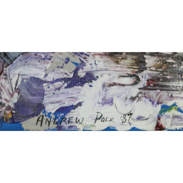 Blue Very Large 1987 Andrew Polk Acrylic Painting “After Dinner Wine” – Postmodern Neo-Expressionist Figural Abstract For Sale - Image 8 of 11