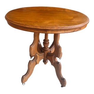 Eastlake Antique Victorian Table Porcelain Wheels 1800's For Sale