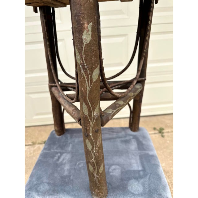 Antique 19th Century Adirondack Bentwood Twig Table With Tramp Art Log Cabin Box. For Sale - Image 9 of 11