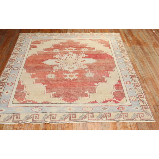 Square Size Vintage Turkish Anatolian, 9'4'' X 10'4'' For Sale - Image 9 of 11