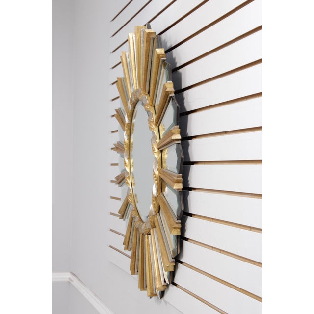 Modern Friedman Brothers Round Modern Sunburst Gold & Silver Mirror For Sale - Image 3 of 13