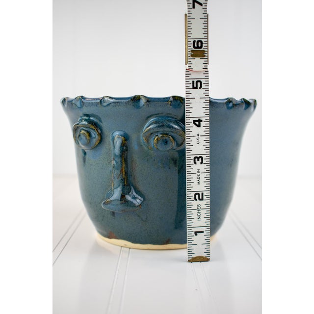 Vintage Whimsical Face Studio Pottery Planter Bowl - Signed RLM For Sale - Image 12 of 15