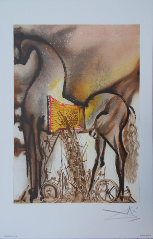 Salvador Dali, Les Chevaux, Le Cheval de Troie, Lithograph