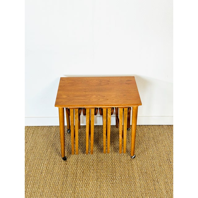 Vintage Scandinavian Teak Nesting Coffee Tables, 1960s, Set of 5 For Sale - Image 12 of 18