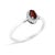 10K White Gold 5X3MM Oval Red Garnet and Diamond Accent Halo Ring (I-J Color, I1-I2 Clarity) - Ring Size 7.5 For Sale - Image 4 of 7