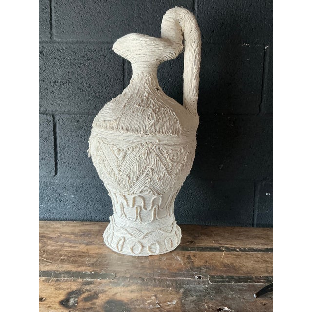 Vintage Textured Textile Covered Vase With Handle For Sale - Image 13 of 16