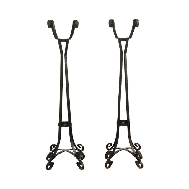 Arts & Crafts Style Hand Forged Wrought Iron Plant Stands - A Pair For Sale - Image 13 of 13
