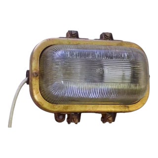 Vintage Romanian Industrial Brass Bulkhead Wall Light For Sale