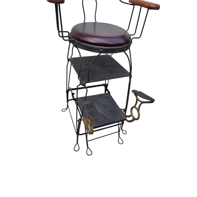 Antique Shoeshine Barbers Chair Twisted Wrought Iron Ice Cream Parlor Armchair For Sale - Image 16 of 18