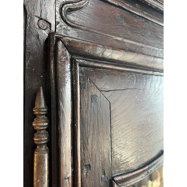 Early 19th Century French Provincial Solid Oak Glass Door Armoire For Sale In Sacramento - Image 6 of 11