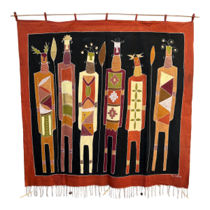 Large Hand-Painted Tribal African Wall Hanging Tapestry