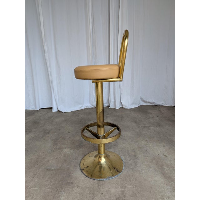 1960s Mid-Century Modern Italian Brass Bar Stool, 1960s For Sale - Image 5 of 18