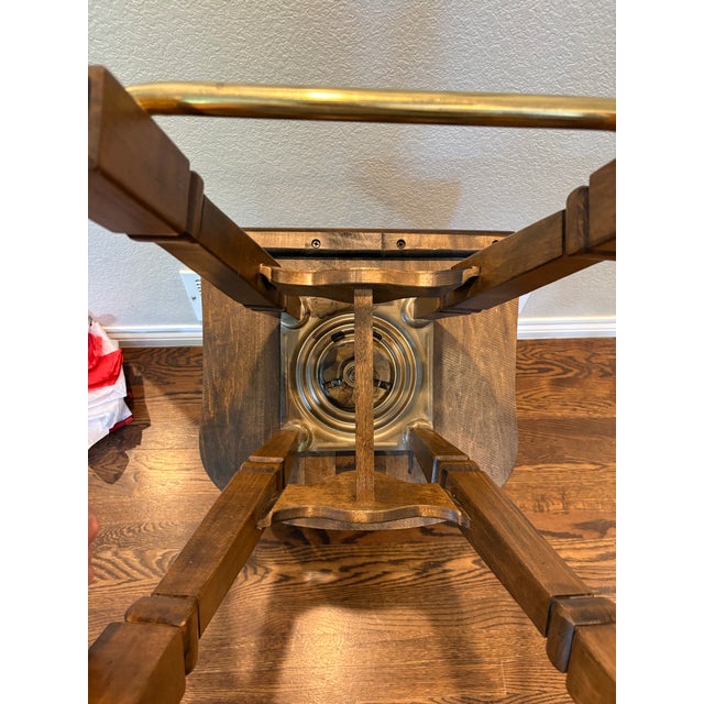 1981 Vintage Oak Swivel Bar Stools, Attributed to Virginia House, Set of 3 For Sale - Image 10 of 12