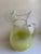 Mid Century Blendo Pitcher In a yellow green or chartreuse fade with gold band. Large 10” tall