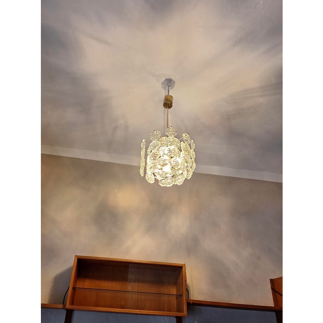 Mid-Century Modern Three-Level Chandelier in Brass and Faceted Glass from Kinkeldey, 1960s For Sale - Image 3 of 10