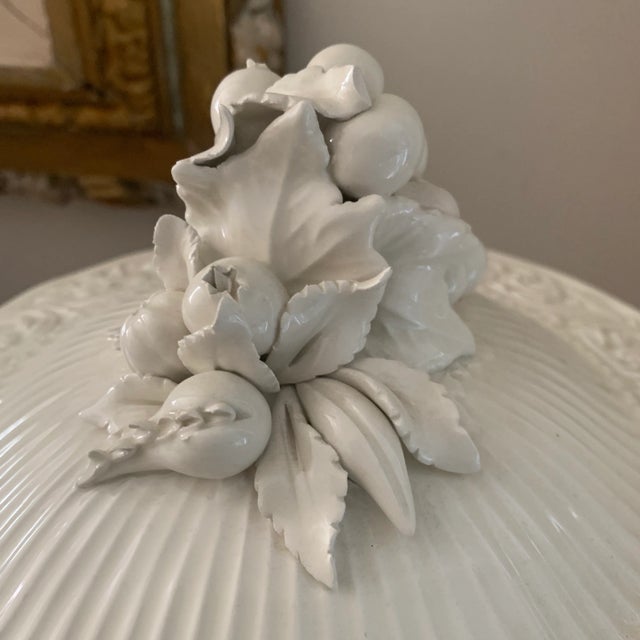 Mid 20th Century Vintage Italian Ceramic Creamware Footed Compote Centerpiece For Sale - Image 5 of 8